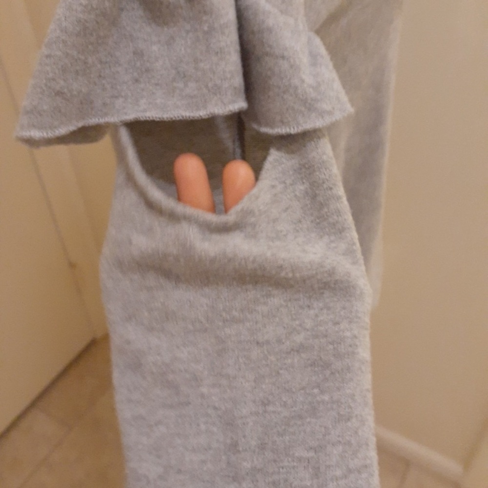 Gray Ruffle Cut out Sweater - Picture 7 of 7